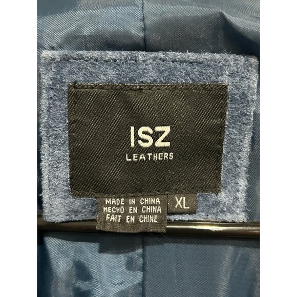 Vintage ISZ Leathers Blue Suede Button Front Jacket Sz XL - Picture 5 of 9